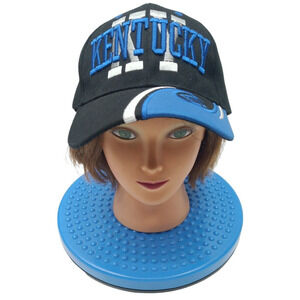 Kentucky KY Hat One Size Brushed Cotton Hook &‎ Loop Closure Blue & Black Cap
